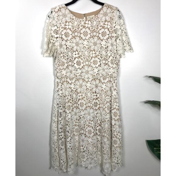 Shoshanna White Eyelet Lace Embroidery Overlay Dress Asymmetrical Hem Summer
